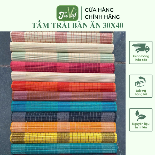 Tấm lót bàn ăn mành tre 30x40cm , mành treo Tết mini dùng dán chữ decor