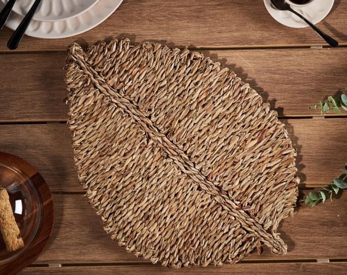 Thảm Cói Trải Sàn Hình Lá Trang Trí Decor Nhà Cửa Chụp Ảnh Cực Xinh