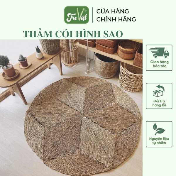 Thảm trải sàn bằng cói hình sao trang trí - Star Round Rug