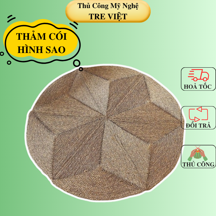 Thảm trải sàn bằng cói hình sao trang trí - Star Round Rug