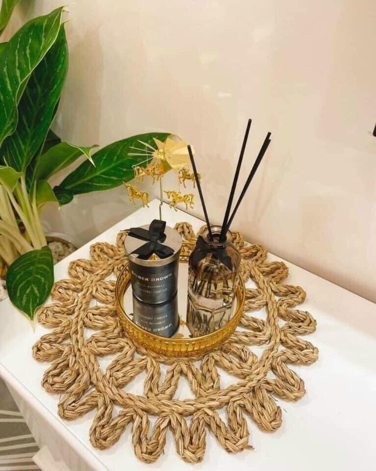 Thảm cói - Tấm lót hoạ tiết - Trải bàn, decor, trang trí tường