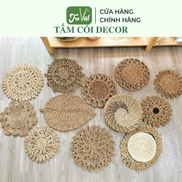 Thảm cói - Tấm lót hoạ tiết - Trải bàn, decor, trang trí tường