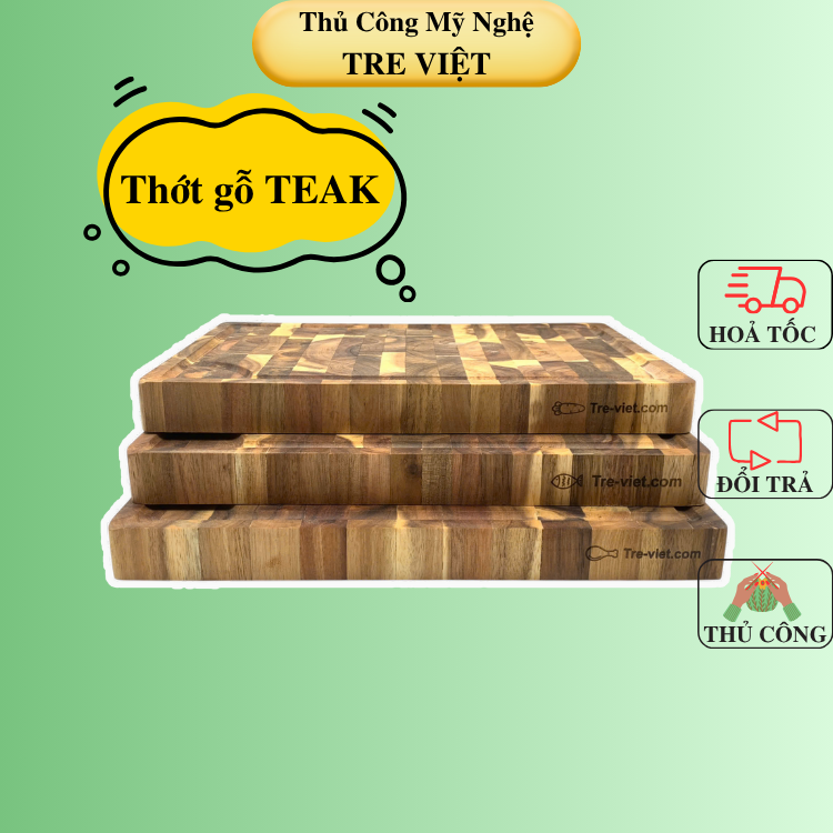 Thớt gỗ Teak 30x20x2.5cm - Thớt gỗ Tếch hình chữ nhật