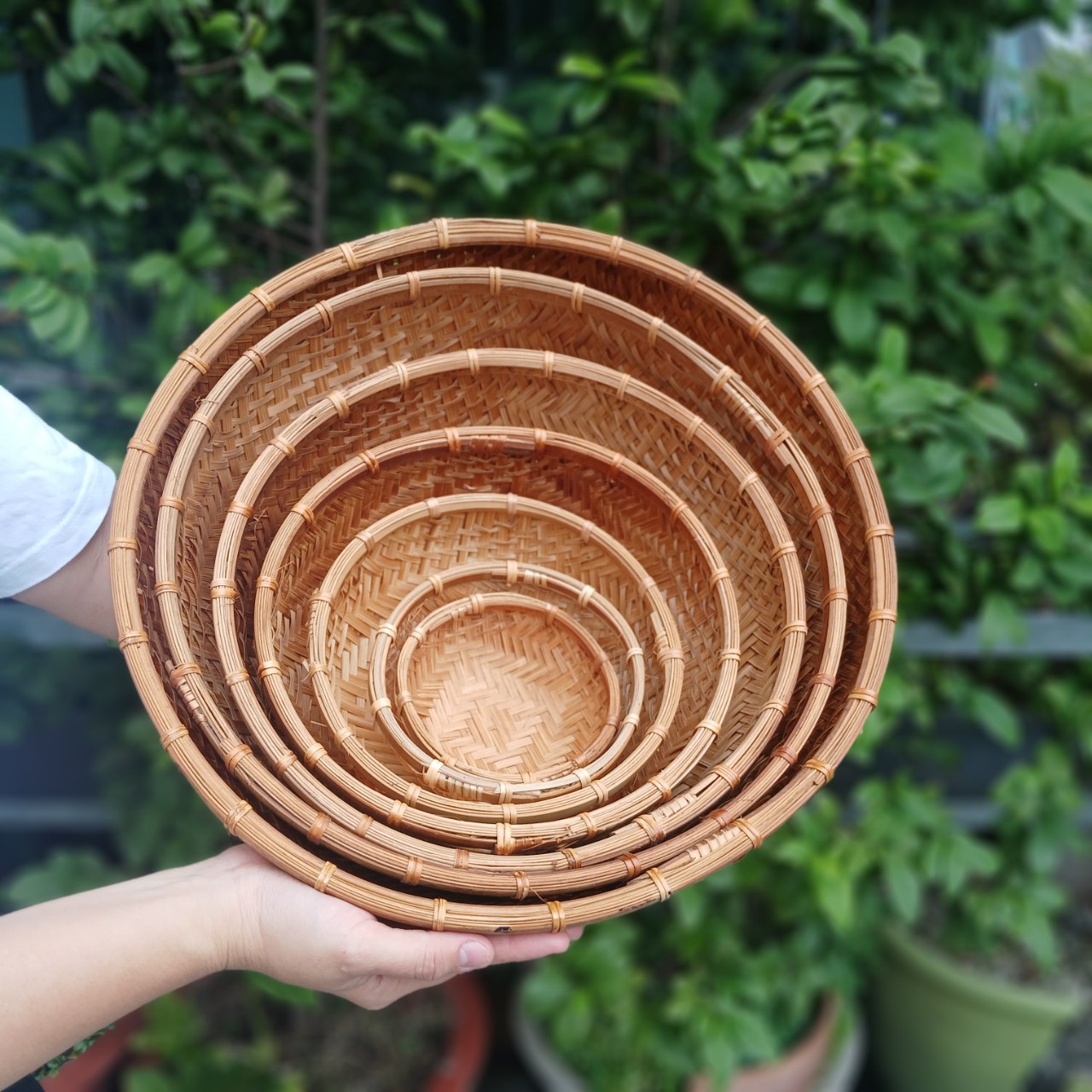Thúng tre hun khói nhiều kích thước- Winnowing Basket