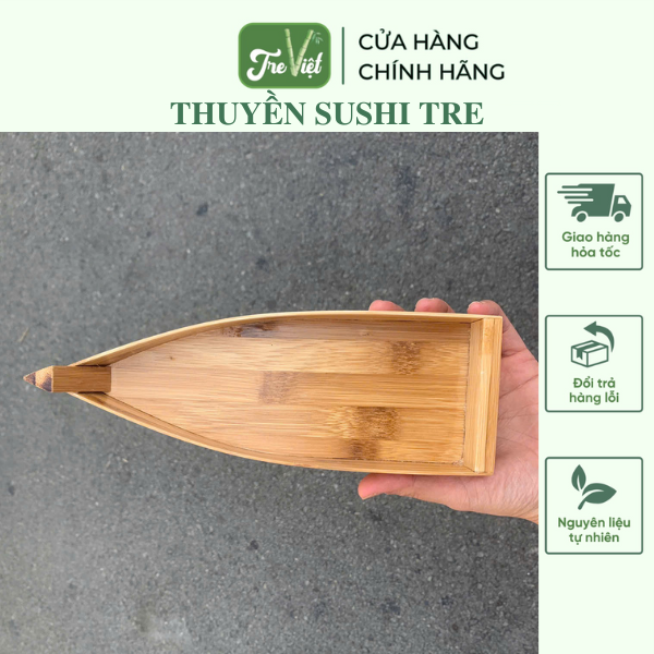 Thuyền tre sushi - thuyền tre mini trang trí đựng đồ ăn