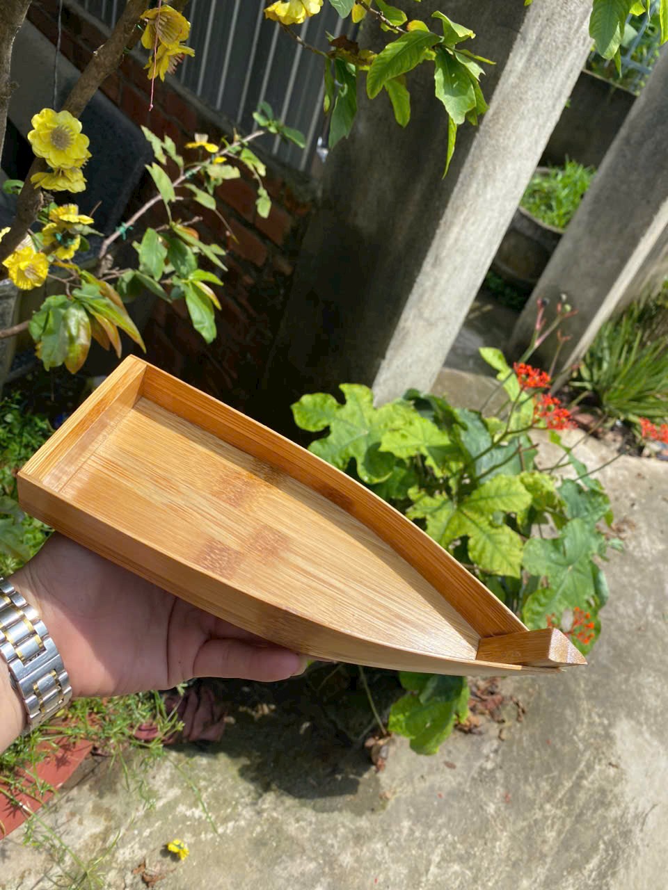 Thuyền tre sushi - thuyền tre mini trang trí đựng đồ ăn