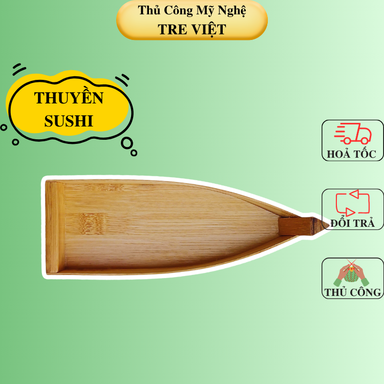 Thuyền tre sushi - thuyền tre mini trang trí đựng đồ ăn