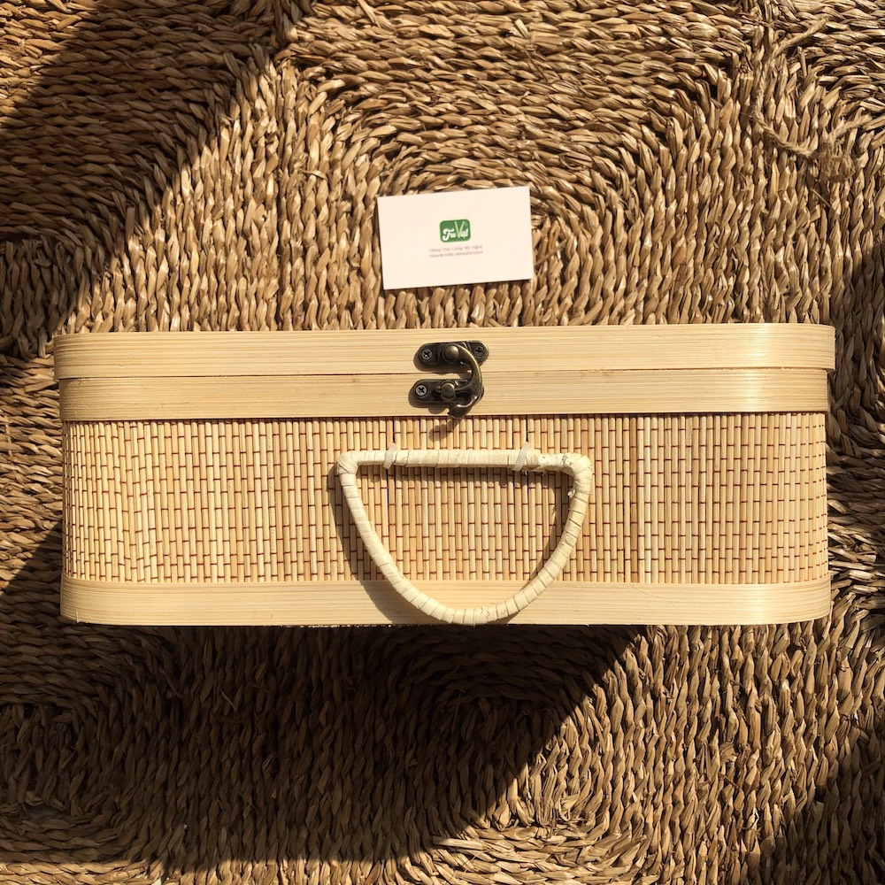 Hộp Đựng Quà Tết Nâu - Giỏ Quà Tết - Hộp Vali Tre Nâu - Giỏ Picnic Tre - Bamboo Picnic Basket