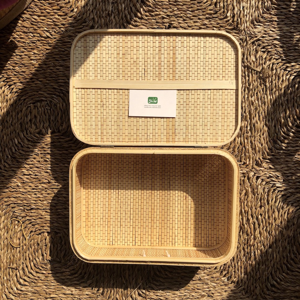 Hộp Đựng Quà Tết Nâu - Giỏ Quà Tết - Hộp Vali Tre Nâu - Giỏ Picnic Tre - Bamboo Picnic Basket