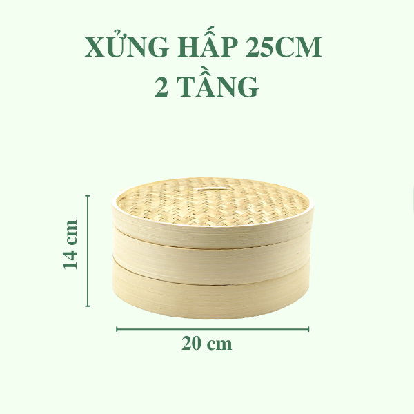 Lồng Hấp Tre, Xửng Hấp Bánh Bao Há Cảo 1 tầng 2 tầng - Bamboo Steamer