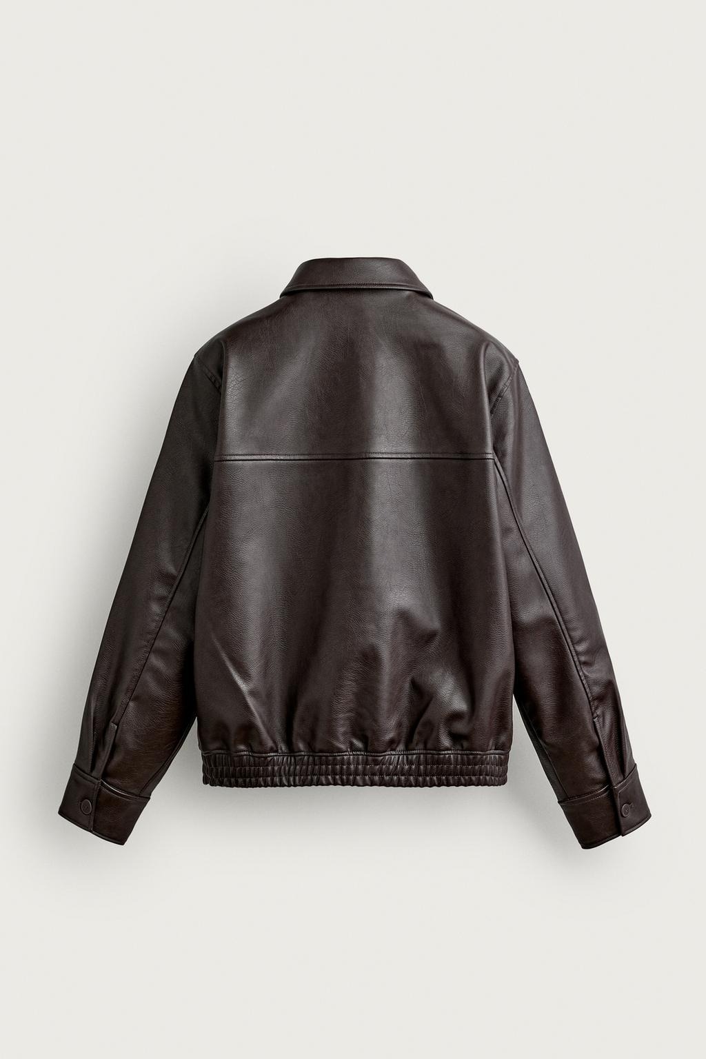 Áo Khoác Chính Hãng - Zara Relaxed Fit Leather Effect Zip-Up Jacket 