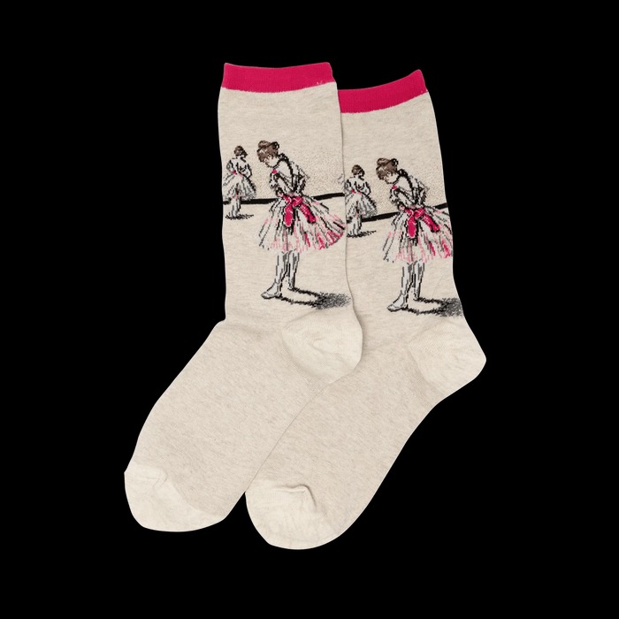 Phụ Kiện Chính Hãng - Tất Hot Sox Women's Degas Study Dancer Socks 'Begie' (5 đôi/pack) - 08841