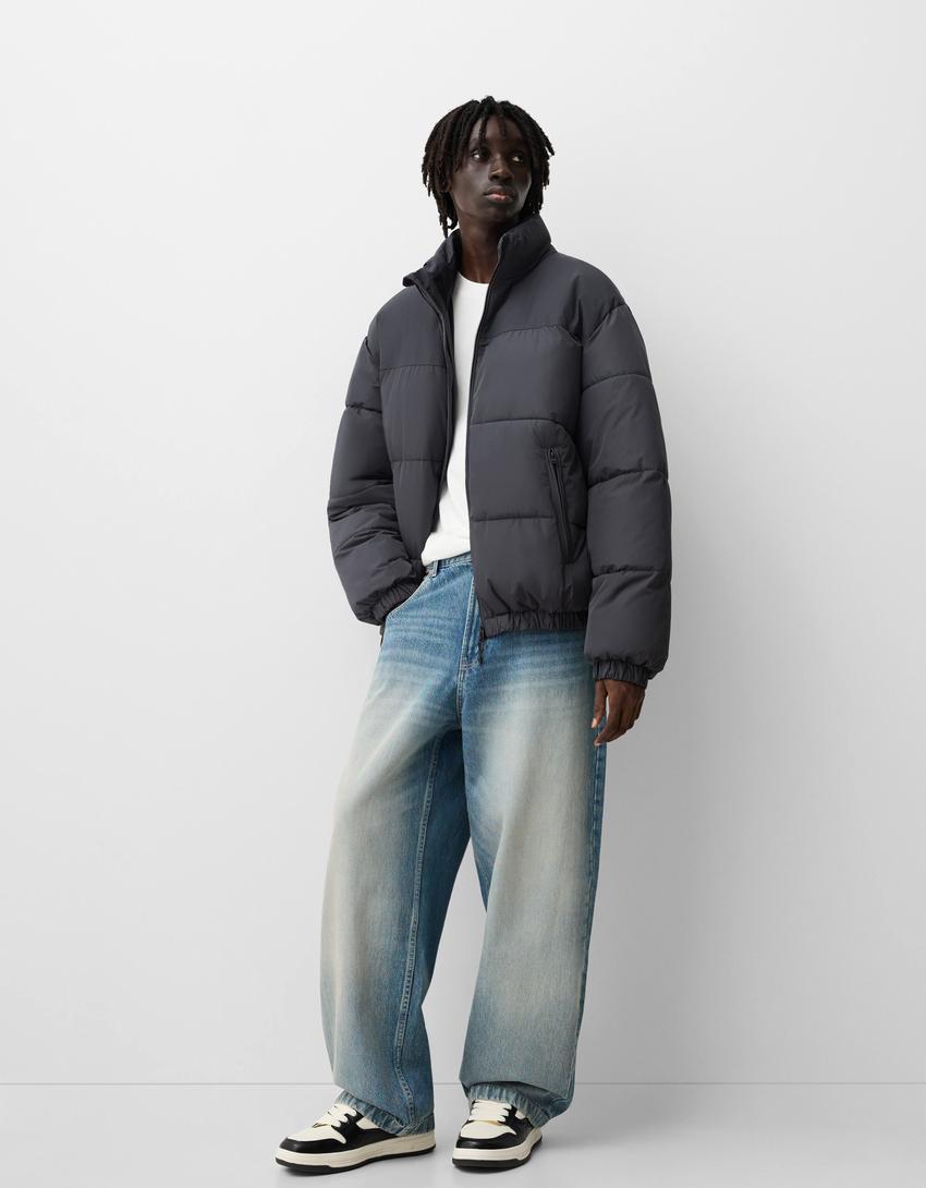 Áo Khoác Chính Hãng - Phao Béo Bershka 2024 ''Grey'' - 6674/085/807