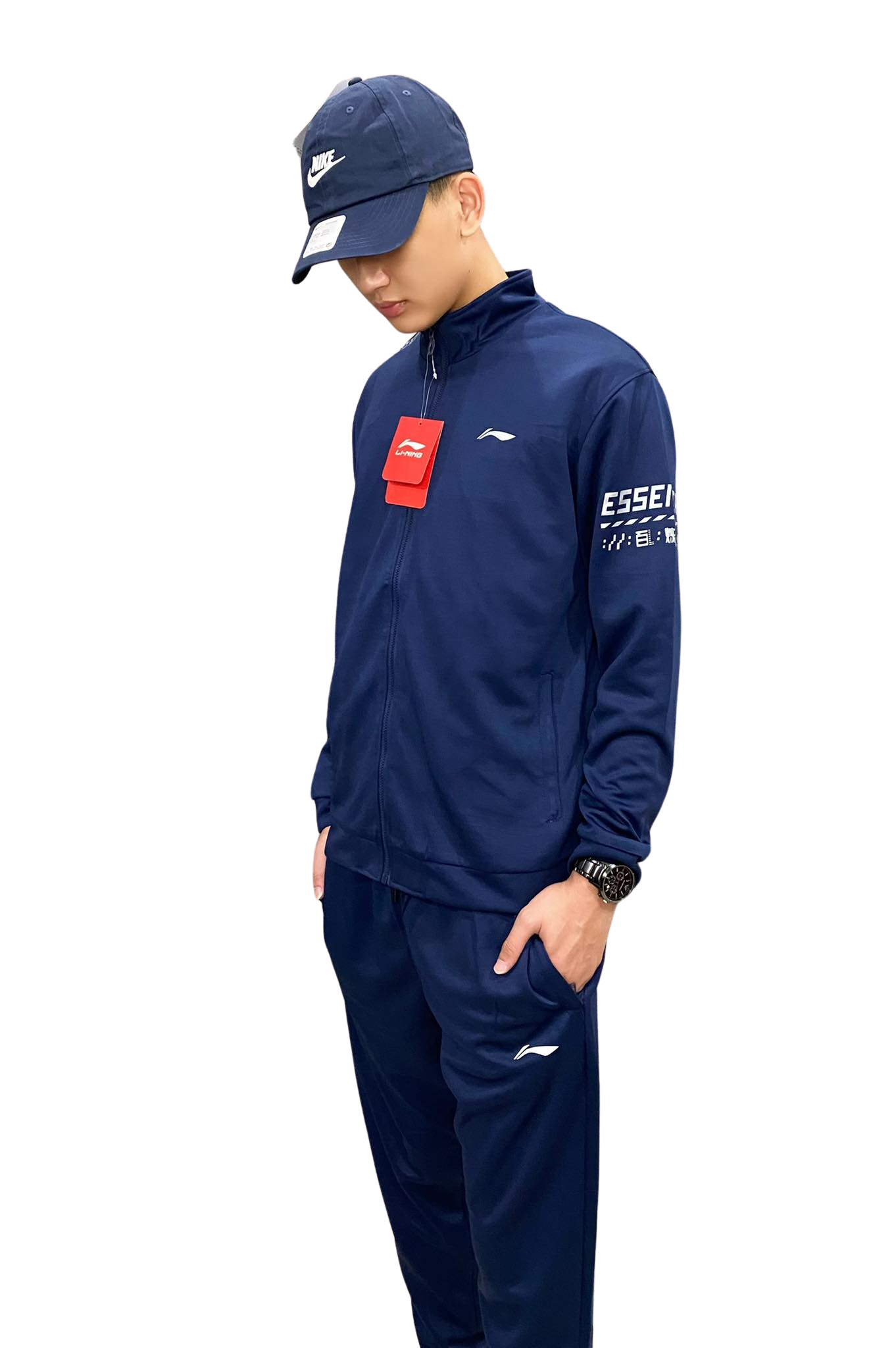 Bộ Thể Thao Chính Hãng - Li-Ning TrackSuit Training Essentials Blue/Grey Không Mũ - HL1-451