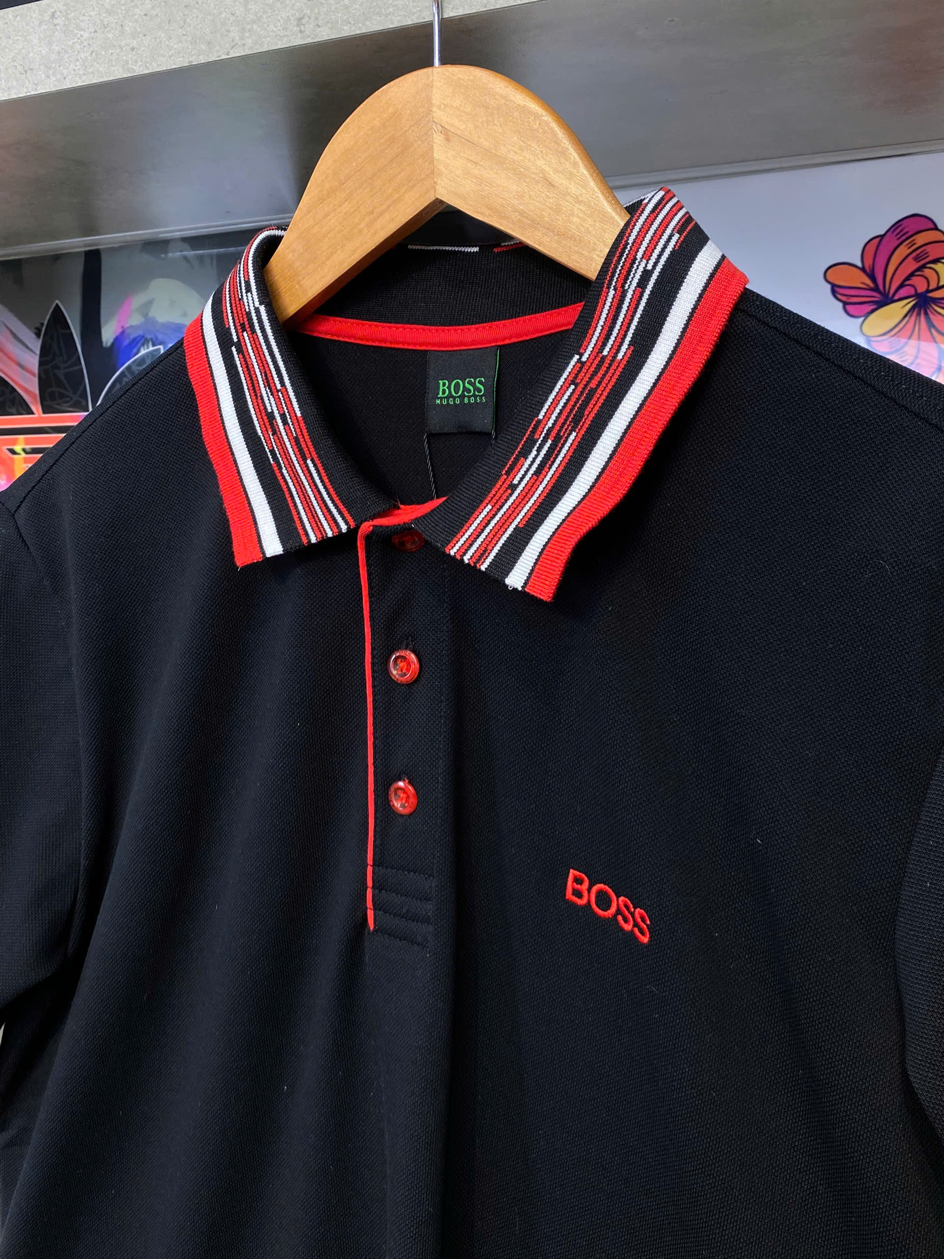 Áo Polo Chính Hãng - Hugo BOSS Paddy Polo ''Black/Red Pattern'' - 50426057-04