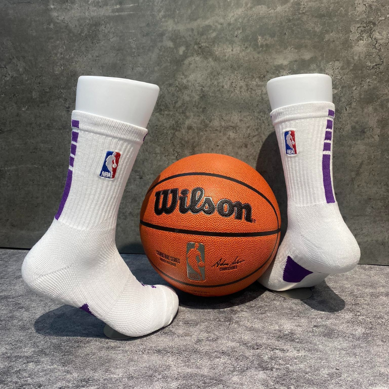 Phụ Kiện Chính Hãng - Tất Bóng Rổ Nike Training NBA  Elite Crew 'Trắng/Tím' (1 đôi) - SX7588-04