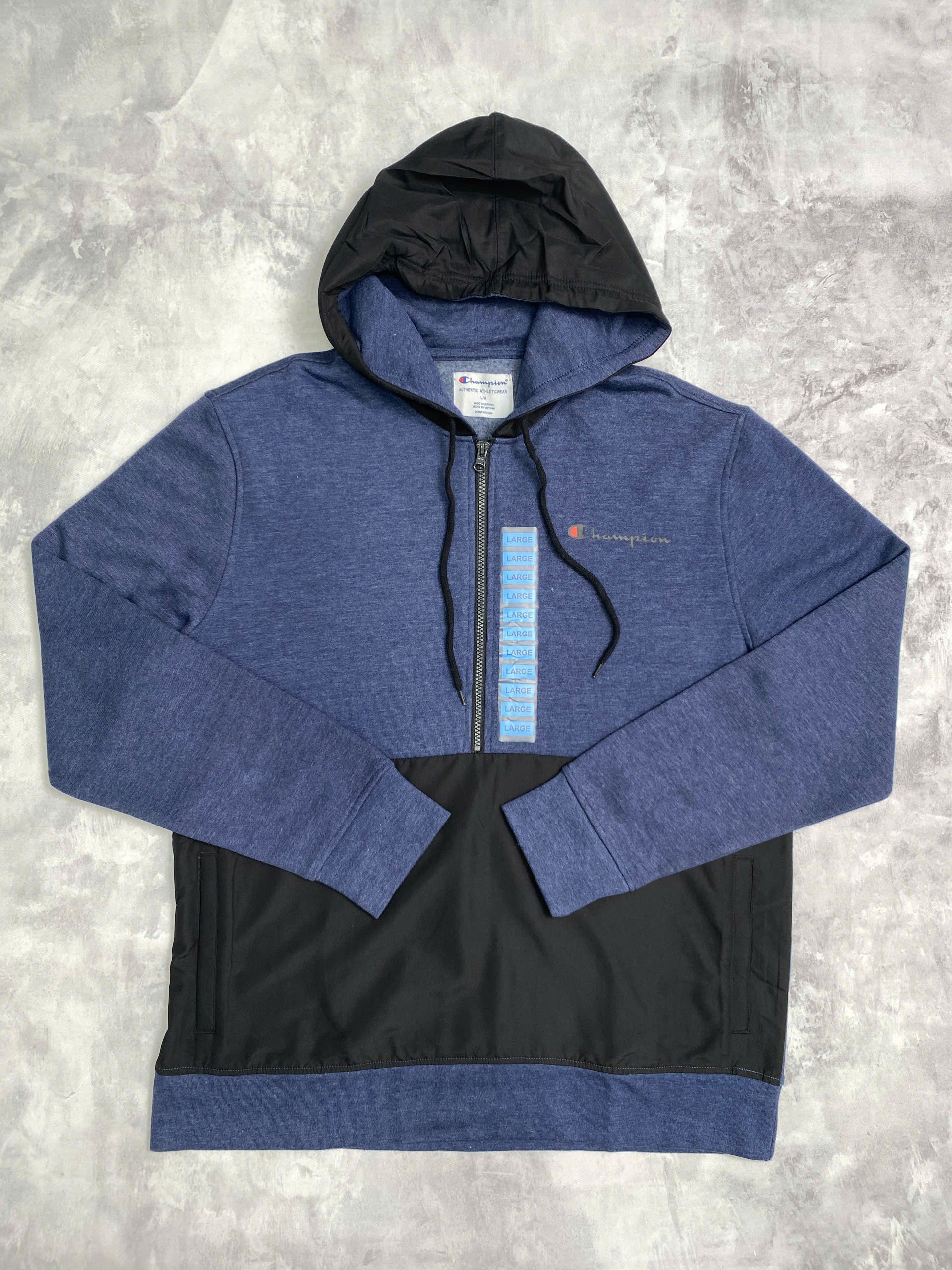 Áo Hoodie Chính Hãng - Champion Men’s Fleece Lined Hoodie “Navy/Black” - CH-QZ-NV1