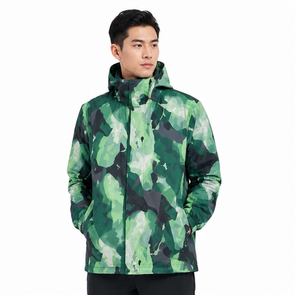 Áo Khoác Gió Chính Hãng - All In Motion Windbreaker Camo Stone Hood Lightweight Packable Jacket - AMW2007-003