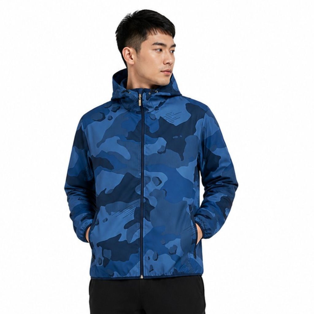 Áo Khoác Gió Chính Hãng - All In Motion Windbreaker Camo Stone Hood Lightweight Packable Jacket - AMW2007-005