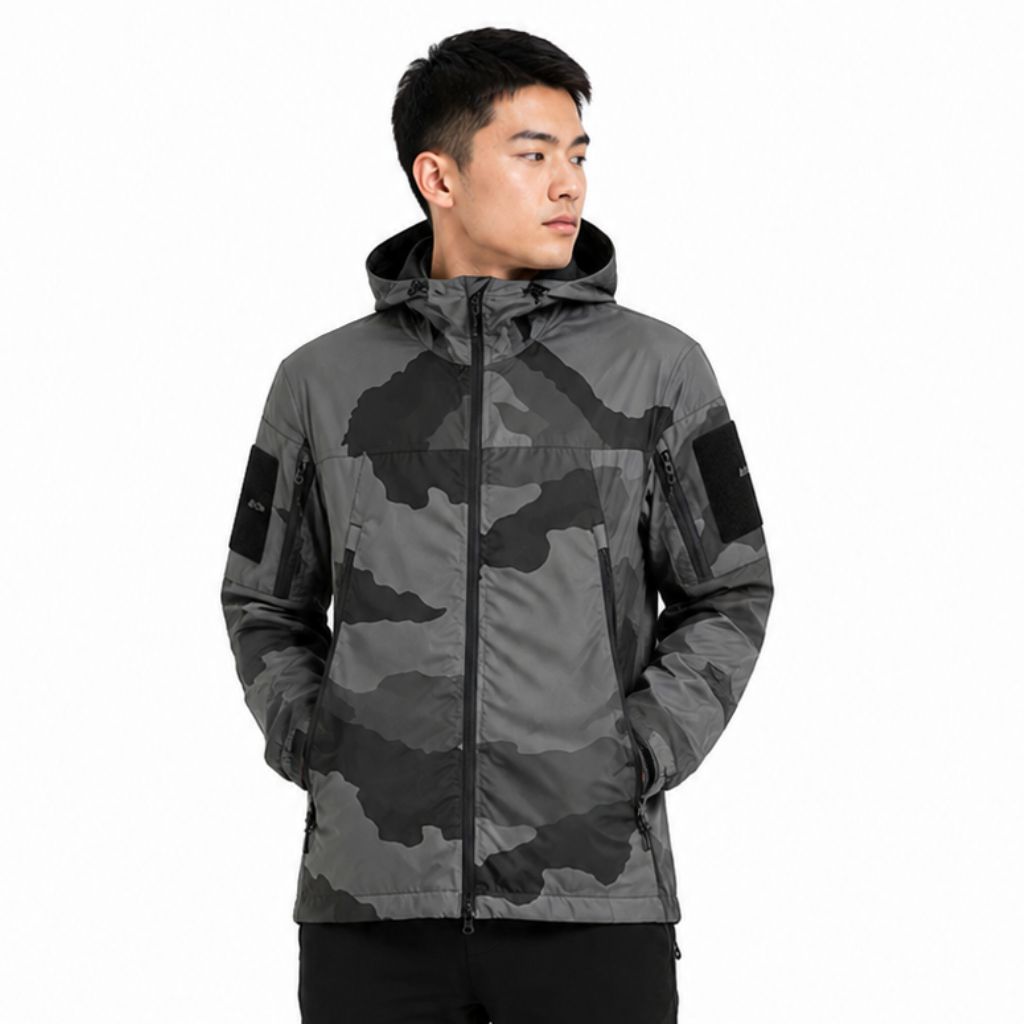 Áo Khoác Gió Chính Hãng - All In Motion Windbreaker Camo Stone Hood Lightweight Packable Jacket - AMW2007-006