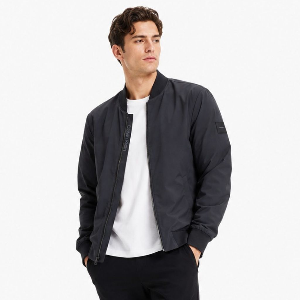 Áo Khoác Chính Hãng - Calvin Klein Men's Lightweight Bomber Jacket ‘Iron’ - C24037AZ-IRN