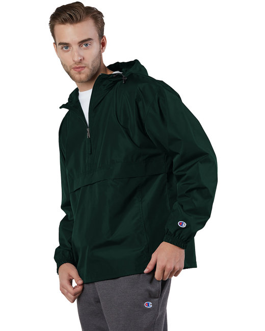 ÁO HOODIE - Champion Adult Packable Anorak 1/4 Zip Jacket - CO200-Dark Green