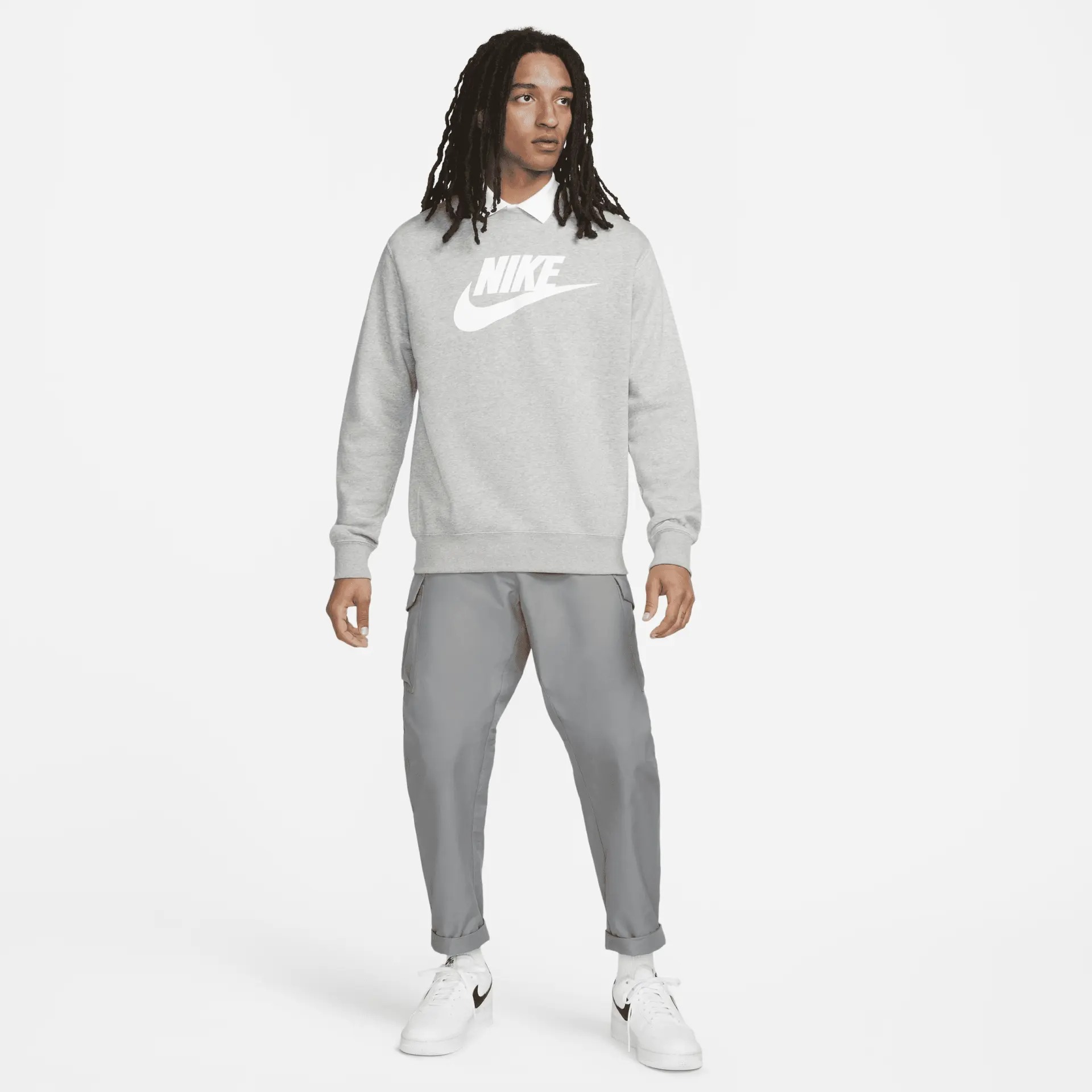 Áo Sweater Chính Hãng - Nike Club Graphic Grey Crew Neck 