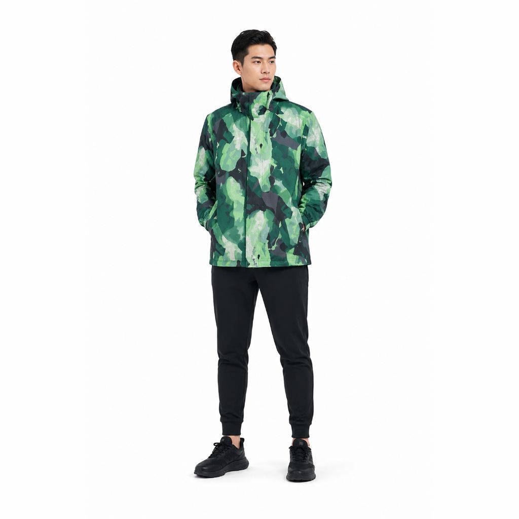 Áo Khoác Gió Chính Hãng - All In Motion Windbreaker Camo Stone Hood Lightweight Packable Jacket - AMW2007-003