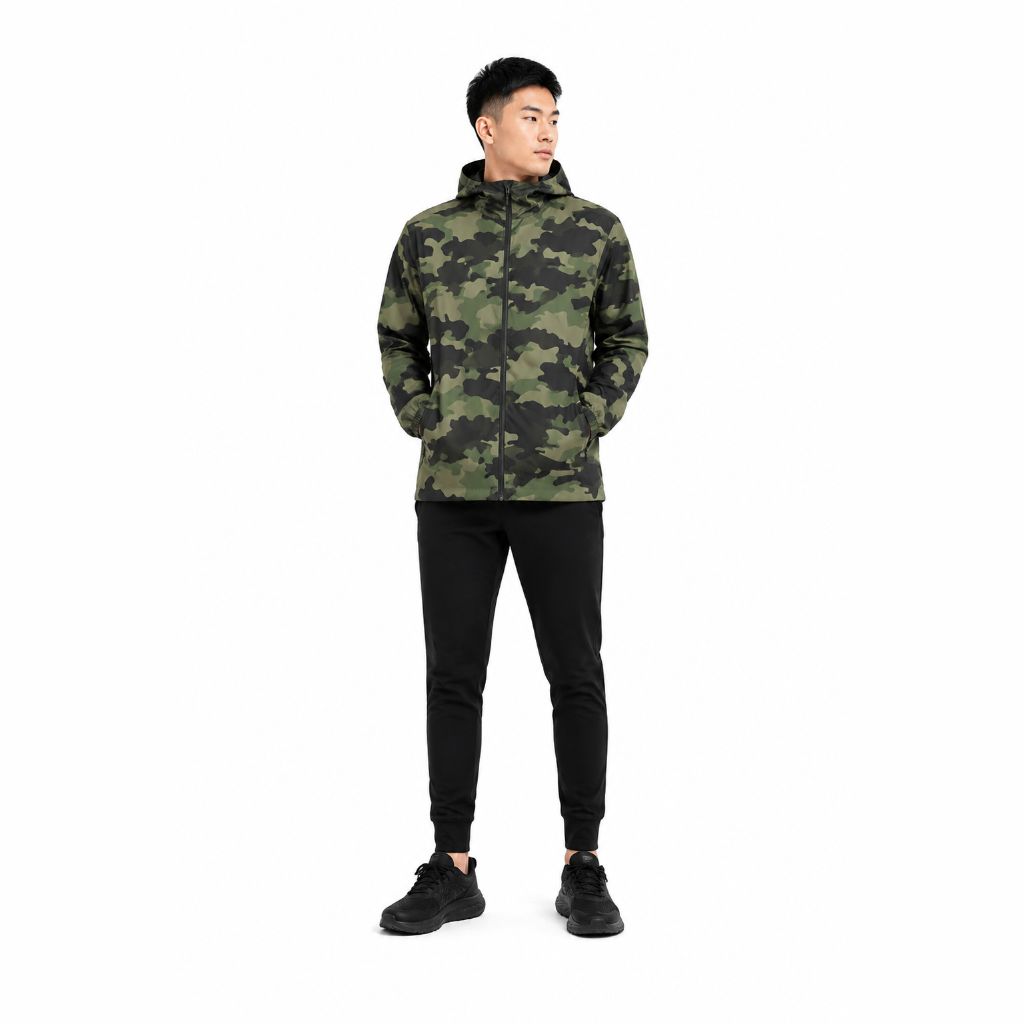 Áo Khoác Gió Chính Hãng - All In Motion Windbreaker Camo Stone Hood Lightweight Packable Jacket - AMW2007-004