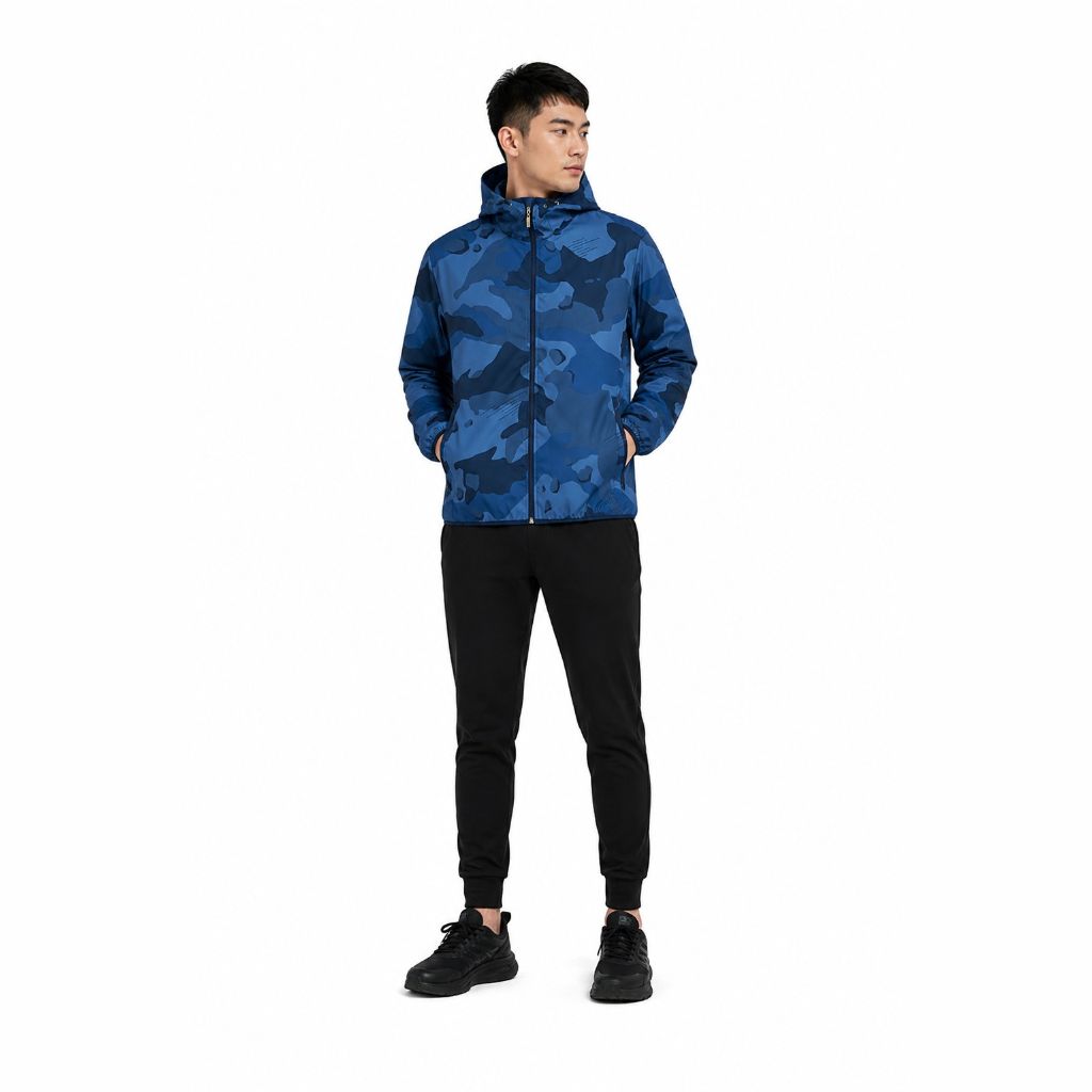 Áo Khoác Gió Chính Hãng - All In Motion Windbreaker Camo Stone Hood Lightweight Packable Jacket - AMW2007-005