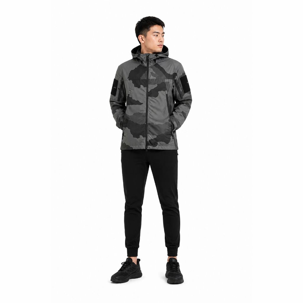 Áo Khoác Gió Chính Hãng - All In Motion Windbreaker Camo Stone Hood Lightweight Packable Jacket - AMW2007-006