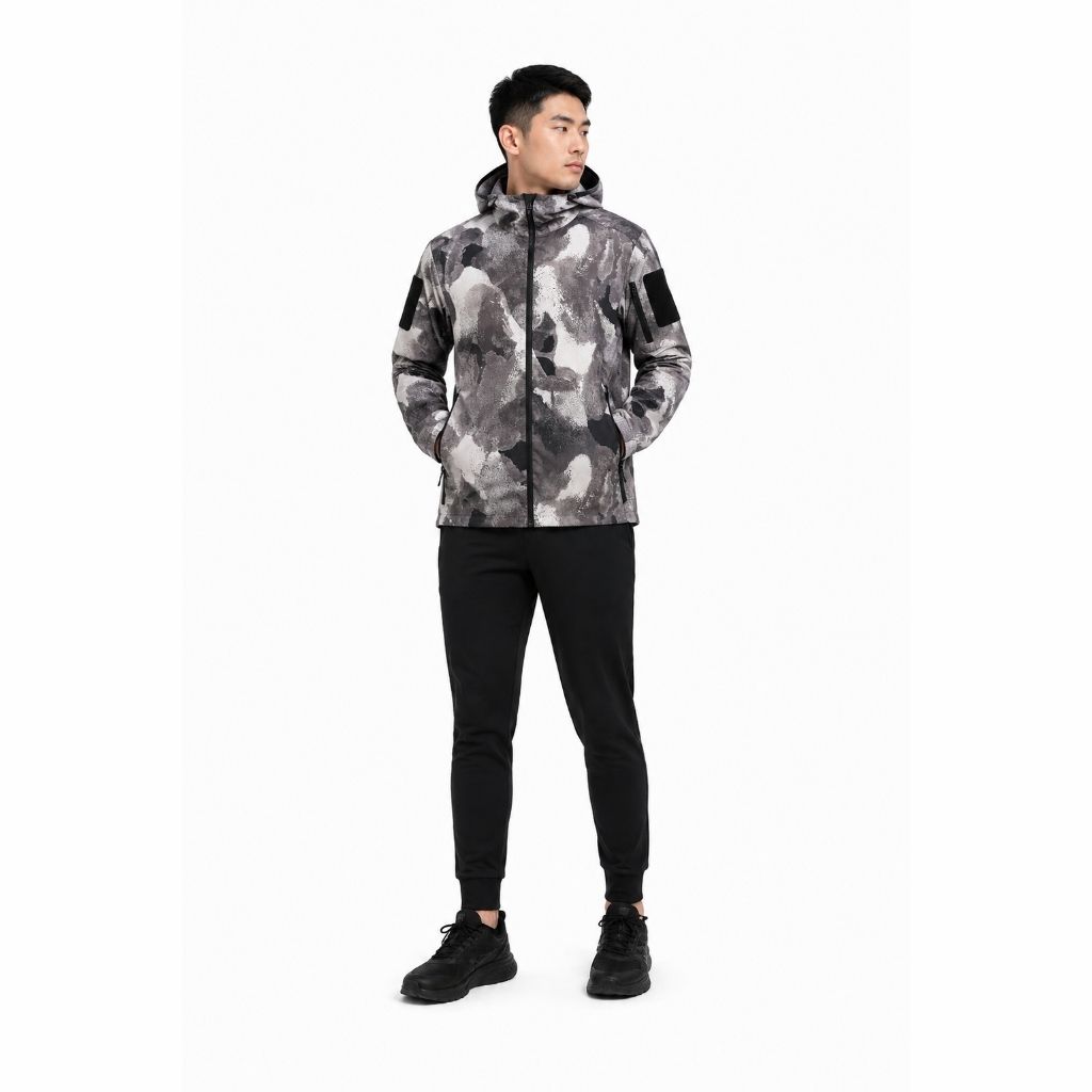 Áo Khoác Gió Chính Hãng - All In Motion Windbreaker Camo Stone Hood Lightweight Packable Jacket - AMW2007-007