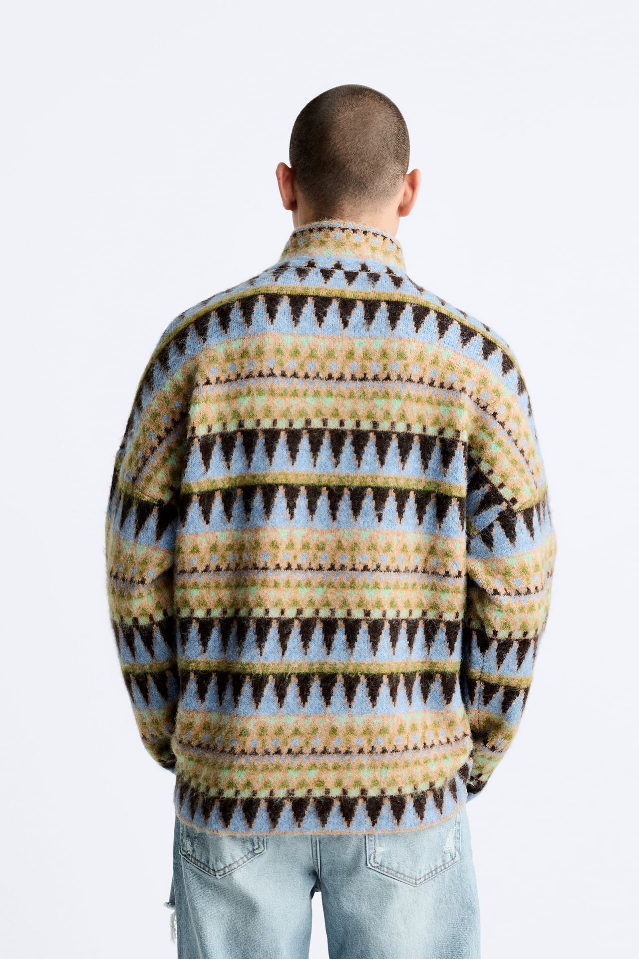 Áo Sweater Chính Hãng - Áo len Zara Geometric Jacquard 