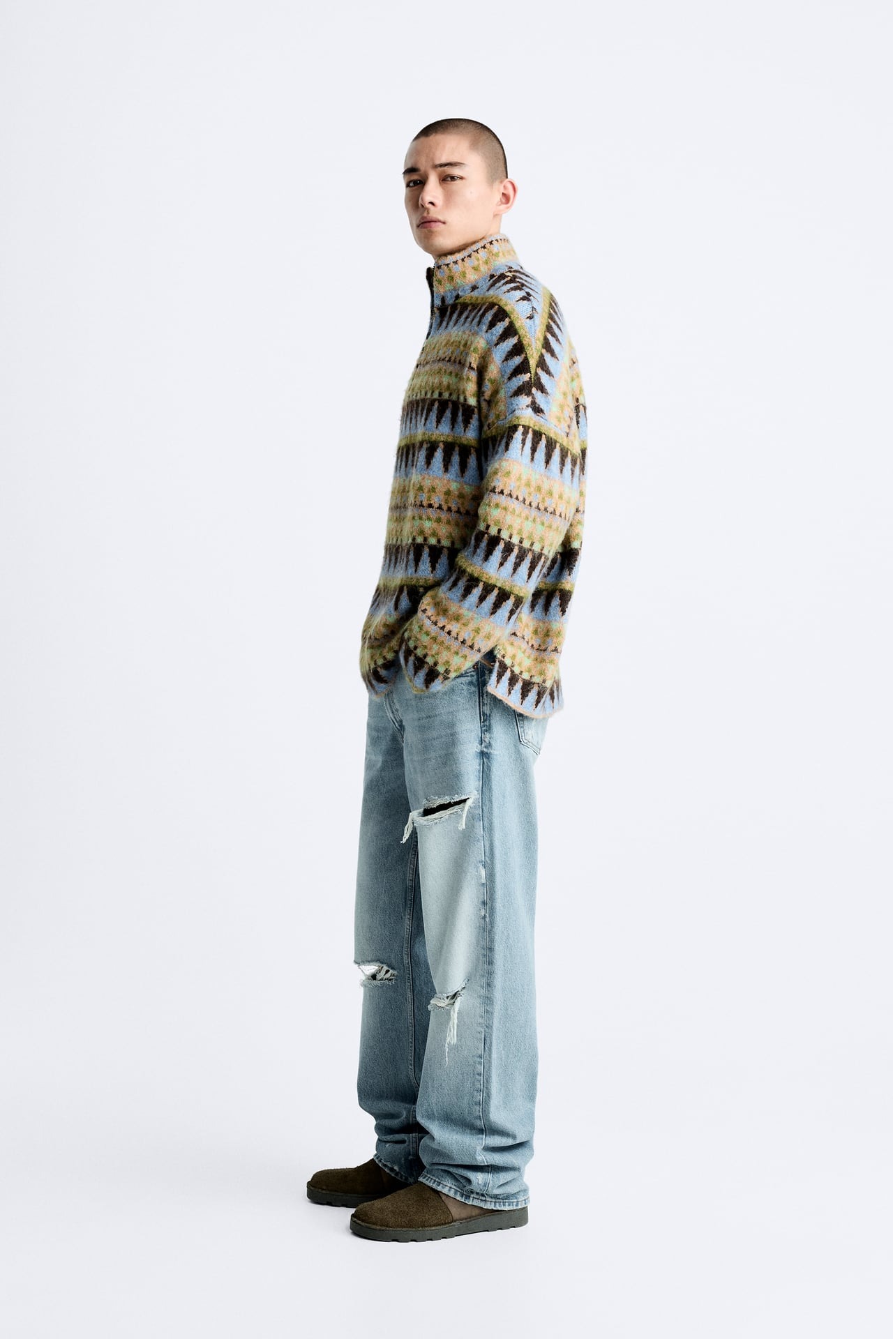 Áo Sweater Chính Hãng - Áo len Zara Geometric Jacquard 