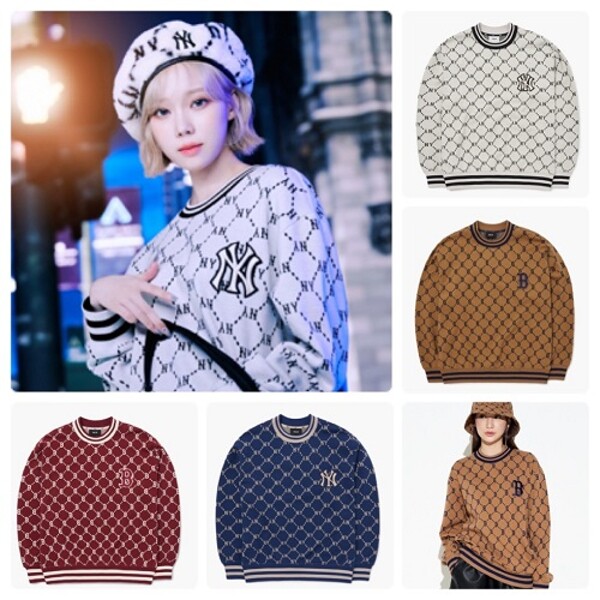 ÁO SWEATSHIRTS CHÍNH HÃNG - MLB Diamond Monogram Jacquard - 3AMTM0724-43WIS