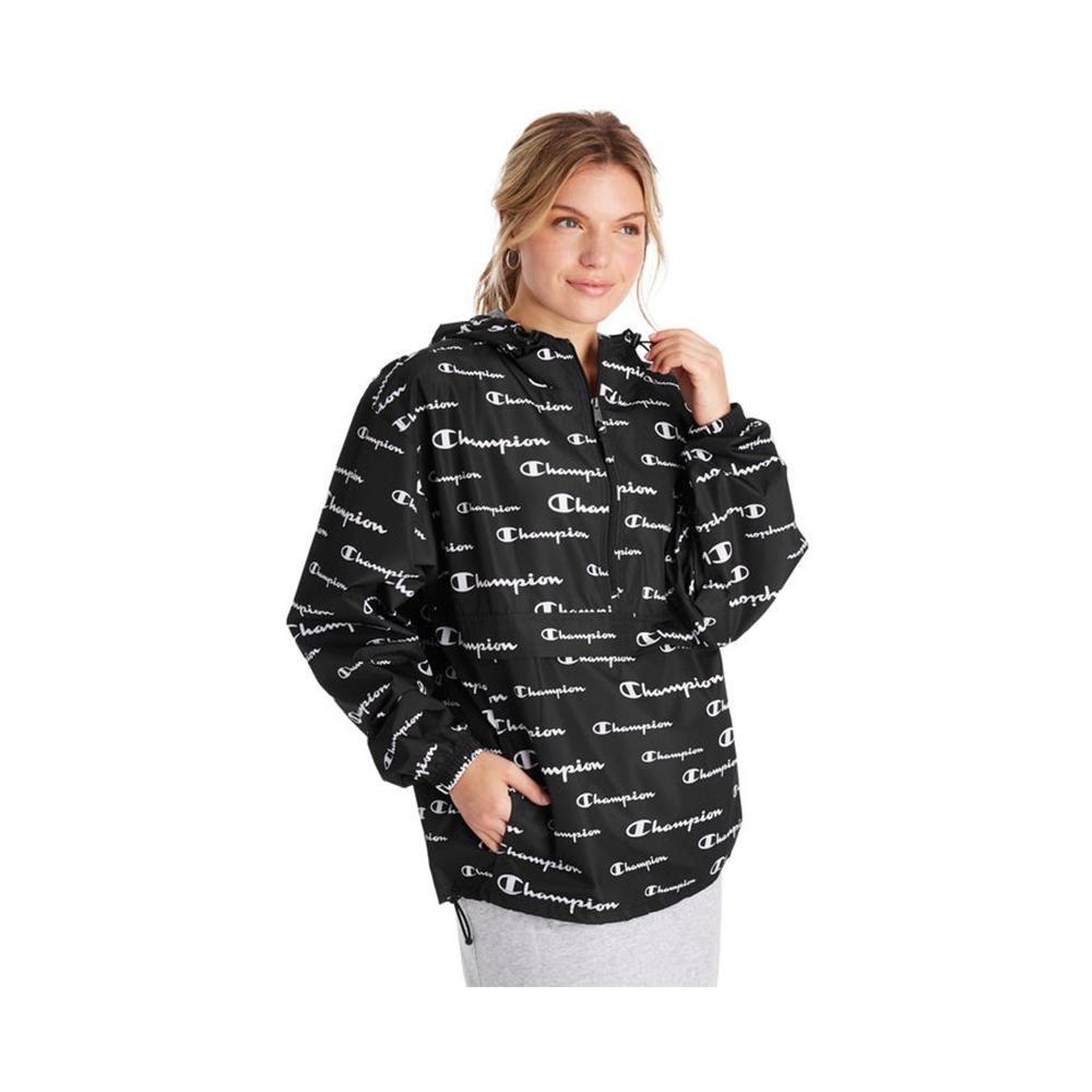 ÁO HOODIE Champion Packable Jacket Solid Scripts 'Black' AWVYA1A6W
