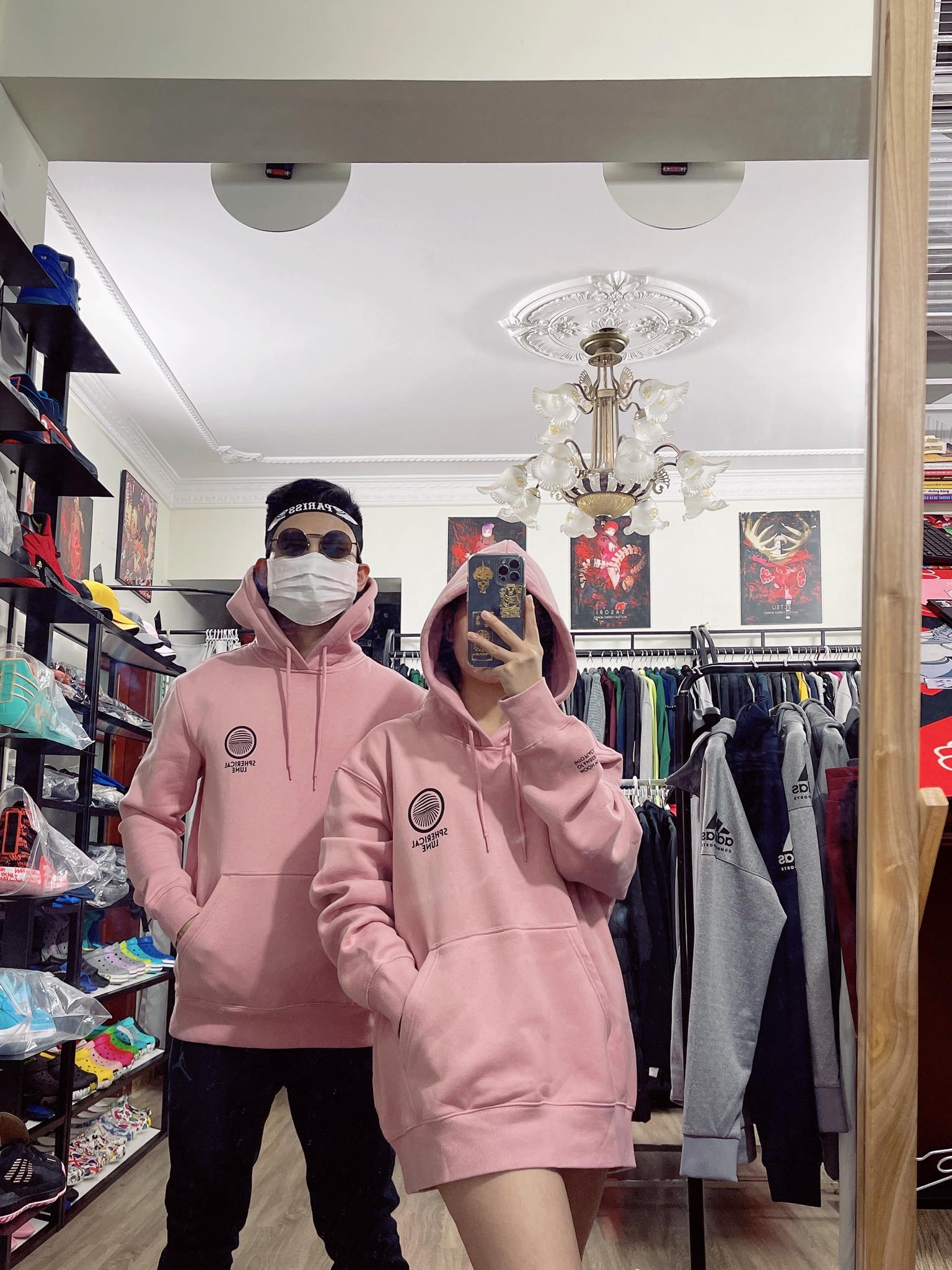 Áo Hoodie Nỉ Nam Nữ HM Printed Hooded- Light 'Pink' - 273628