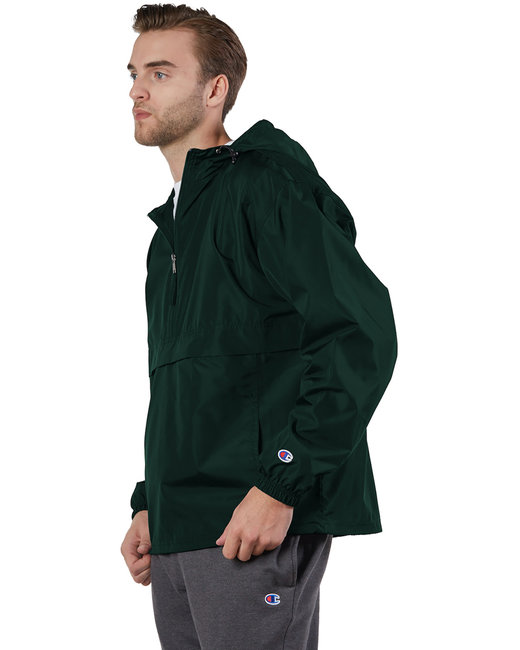 ÁO HOODIE - Champion Adult Packable Anorak 1/4 Zip Jacket - CO200-Dark Green
