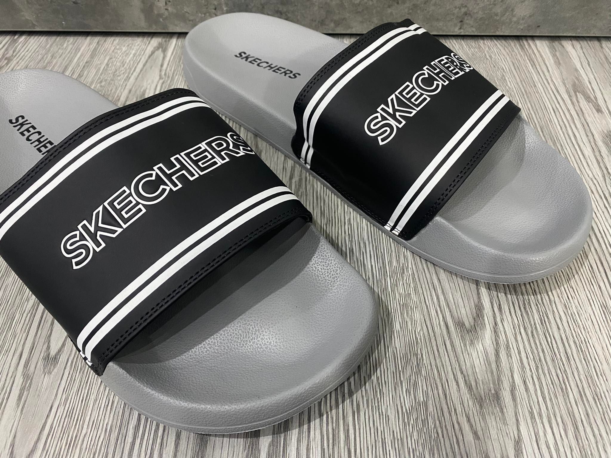 Dép Quai Ngang Skechers Men Sport Casual Side Lines 2 Sandals 'Grey/Black' - 8790108-17