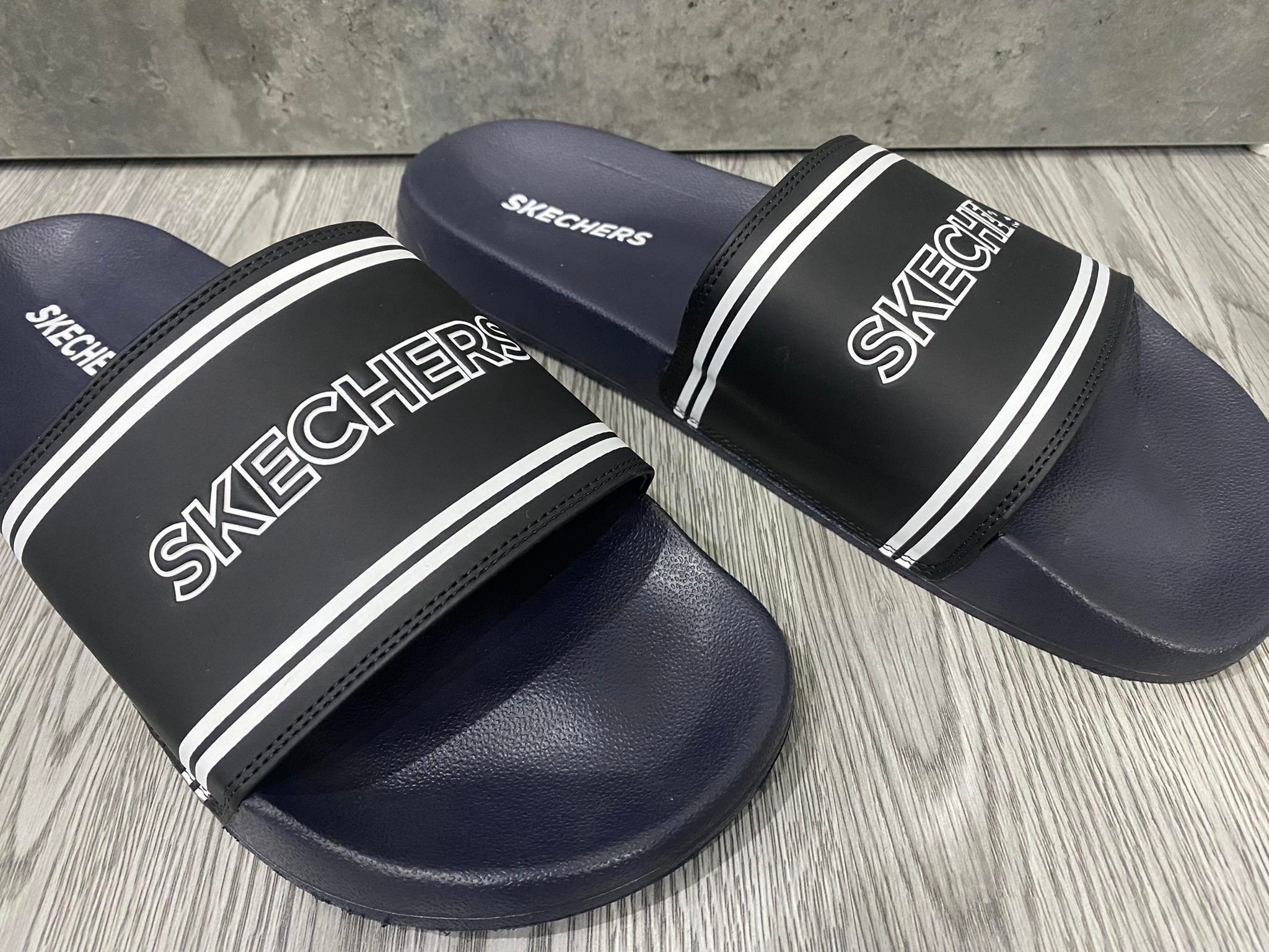 Dép Slide Nam Skechers Men Sport Casual Side Lines 2 Sandals 'Navy/Black' - 8790108-16