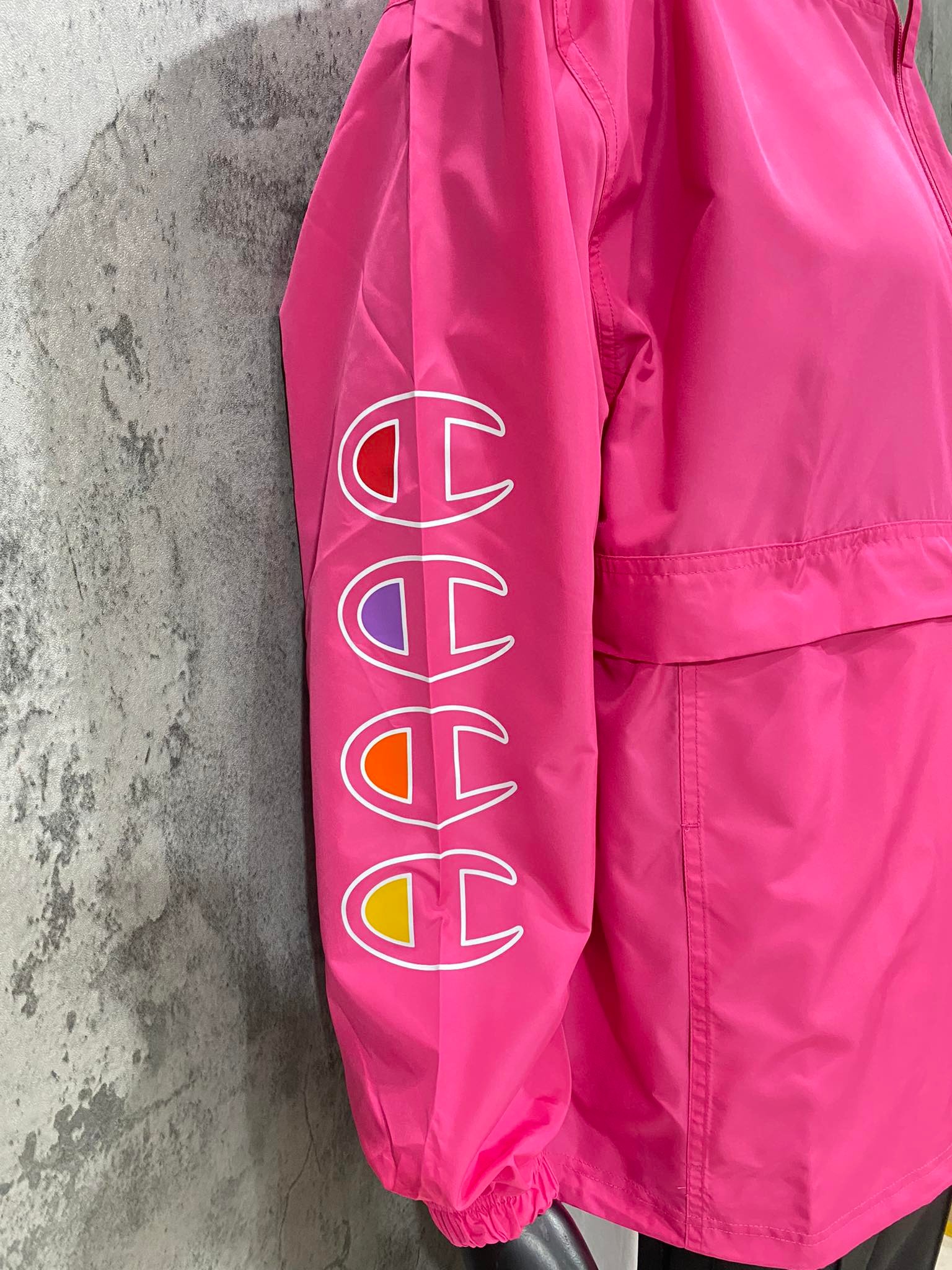 Áo Hoodie Gió Dù Champion Packable Jacket 1/4 Hafl Zip LoGo 