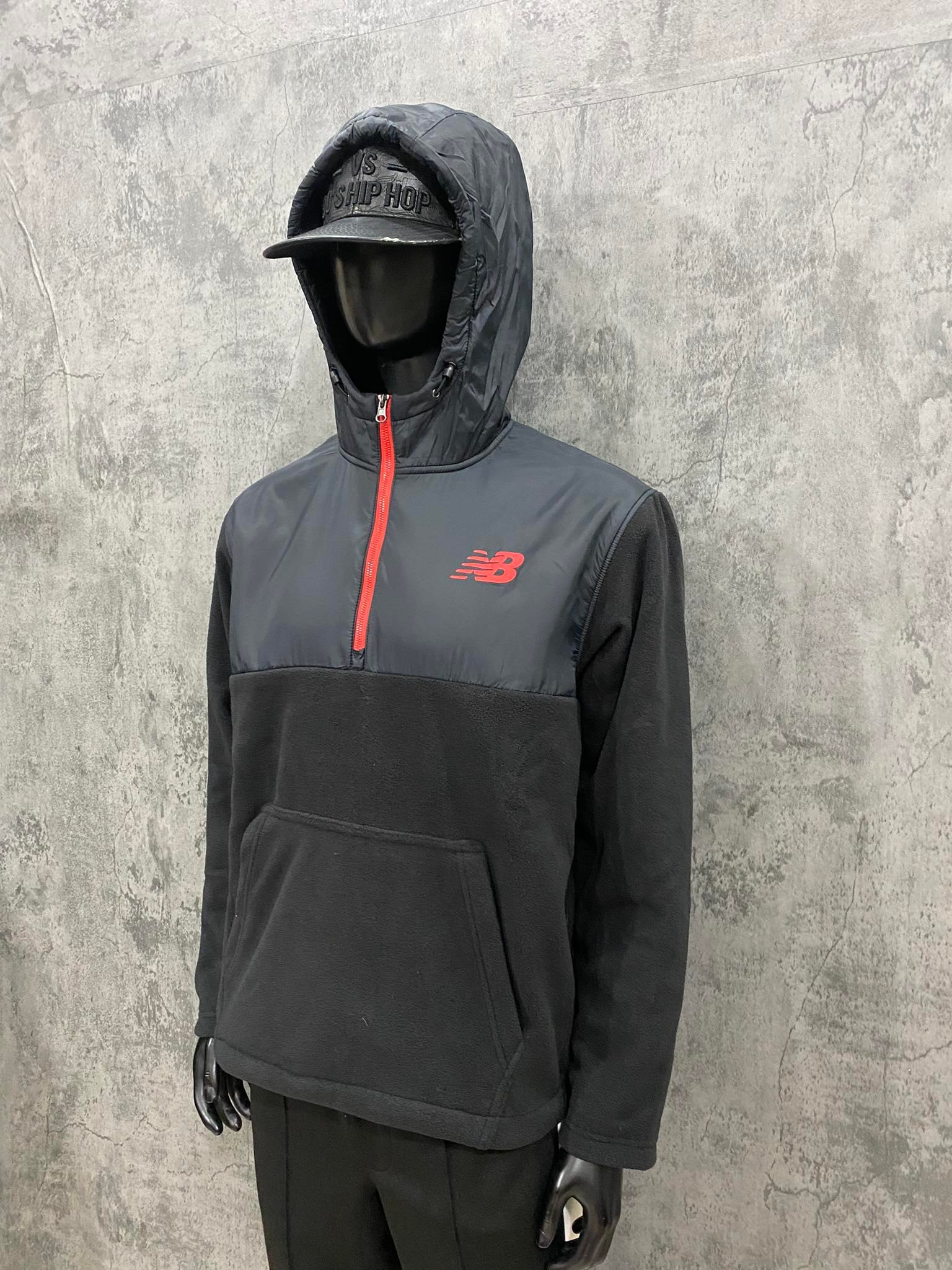 Áo Hoodie Nỉ Bông New Balance 1/2 Zip Fleece - Black/Red