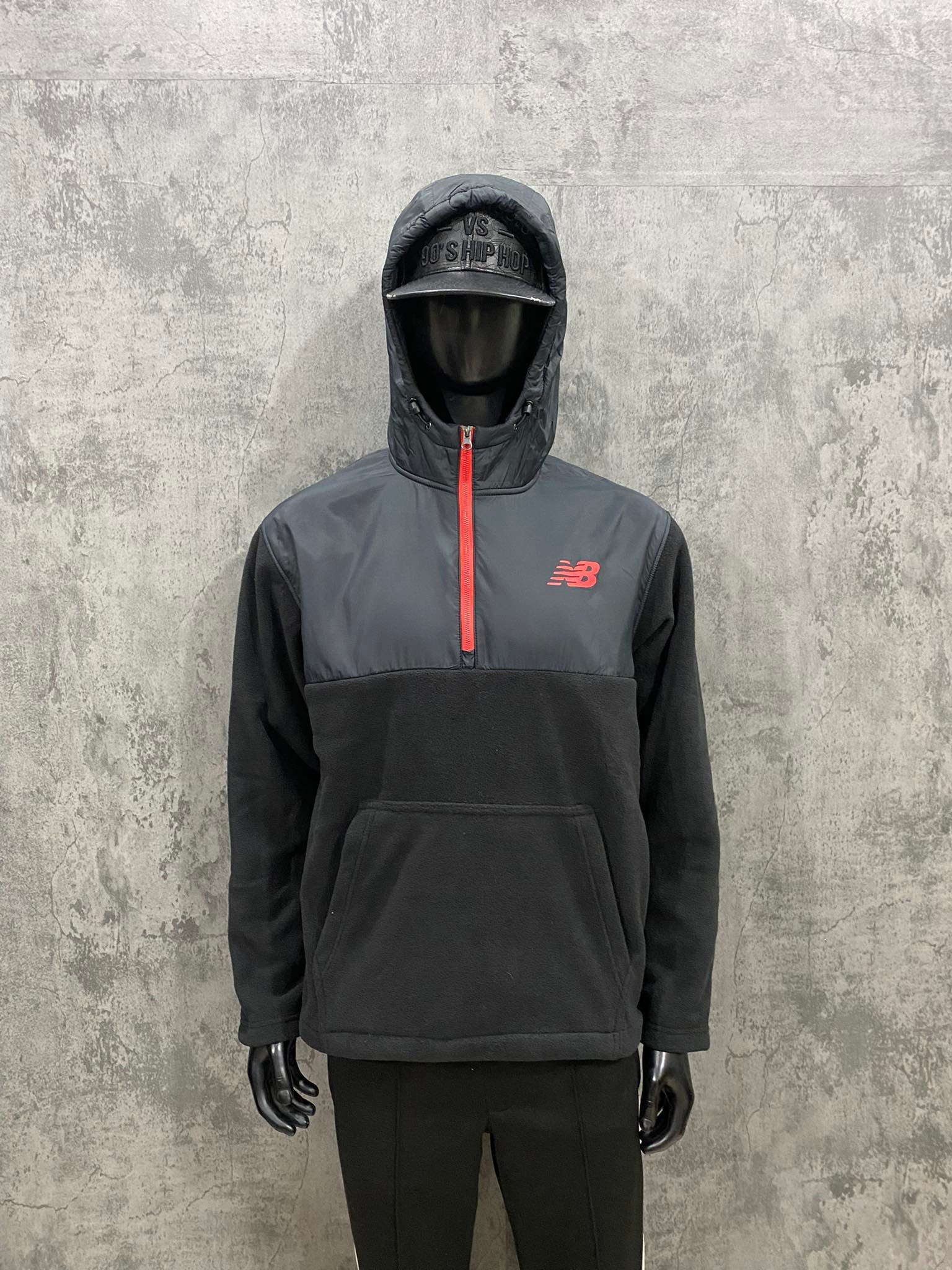 Áo Hoodie Nỉ Bông New Balance 1/2 Zip Fleece - Black/Red