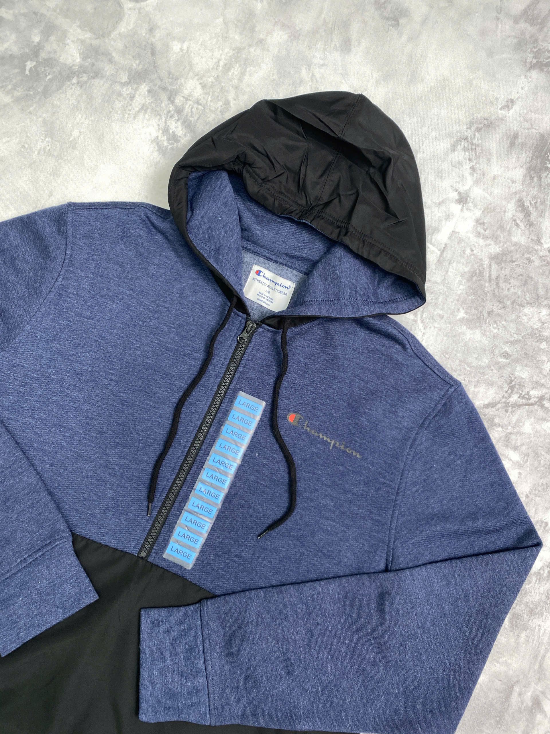 Áo Hoodie Chính Hãng - Champion Men’s Fleece Lined Hoodie “Navy/Black” - CH-QZ-NV1