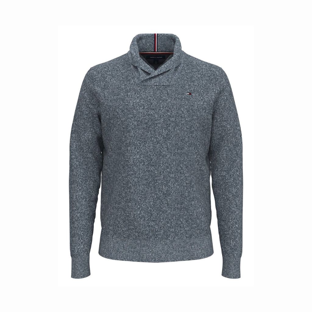 Áo Sweater Chính Hãng - Tommy Hilfiger Men's Duvall Shawl Pullover Sweater Denim Heather 