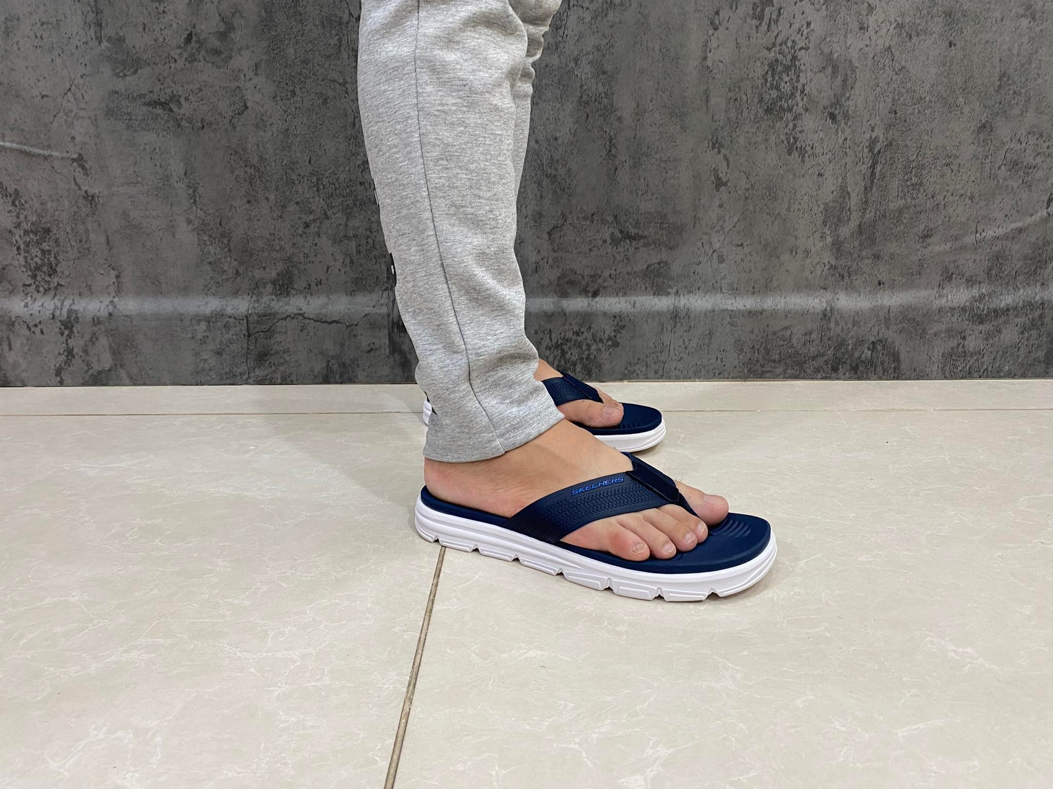 Dép Tông Nam Skechers Men's Navy/White Slippers - 51741/BBK