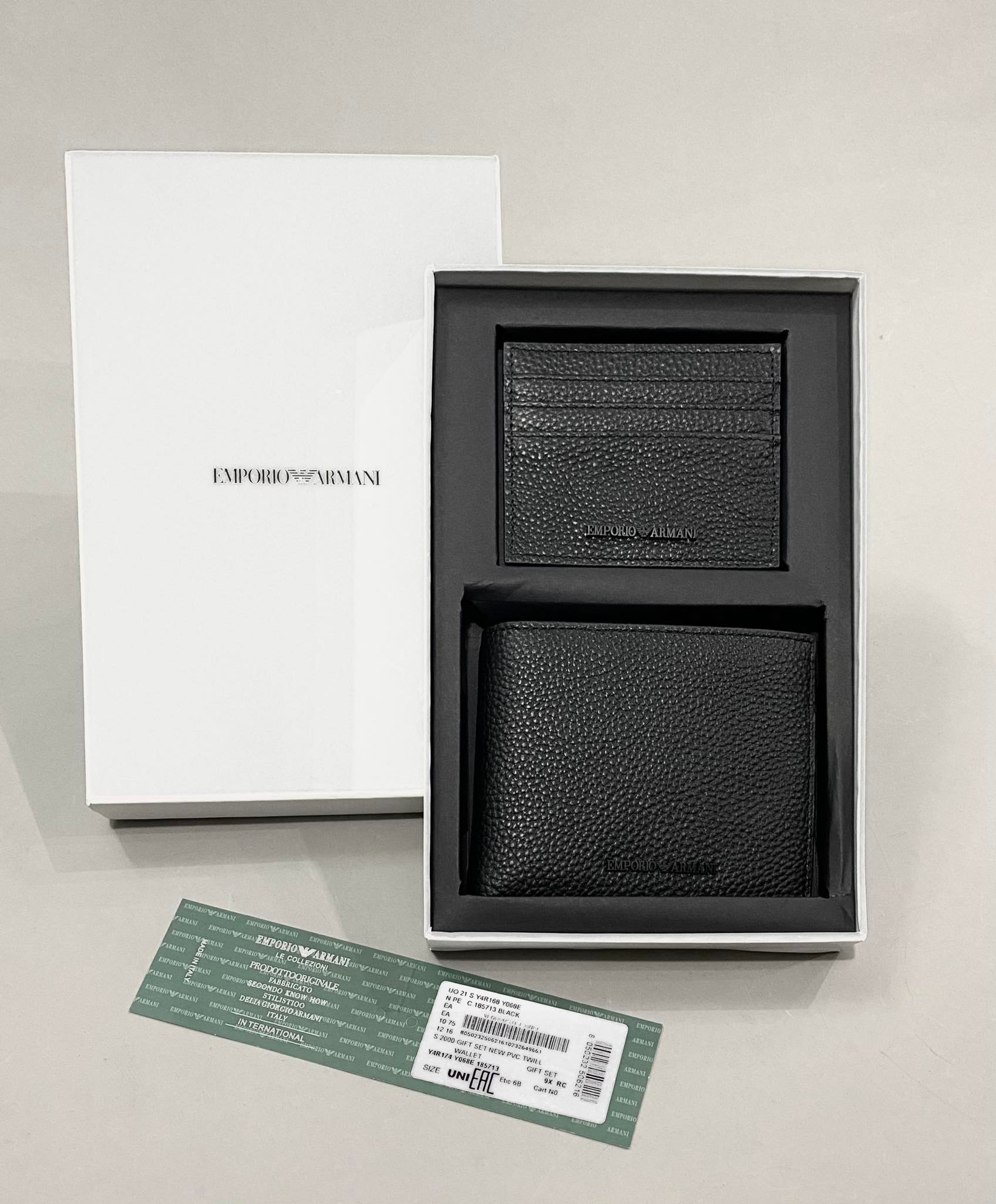 Phụ Kiện Chính Hãng - Sét Ví Emporio Armani Gift Set New Twill Wallet Đen - Y4R174