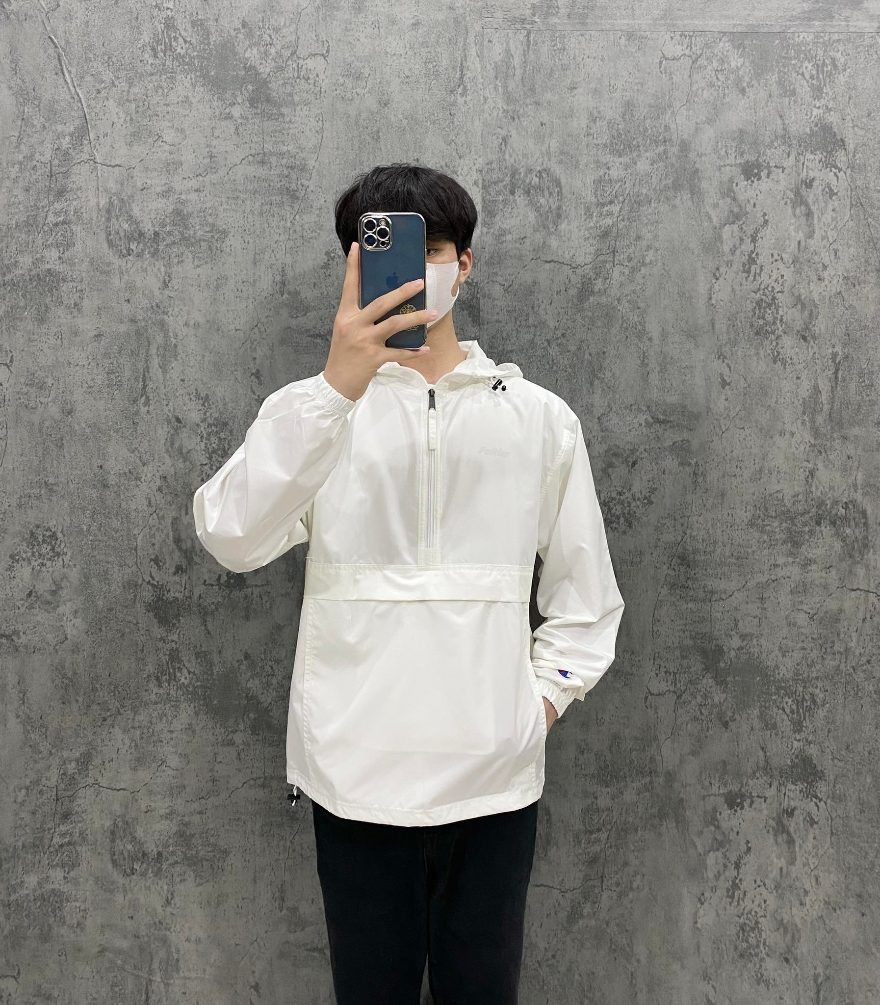 ÁO HOODIE - Champion Packable Anorak 1/4 Zip Hoodie - CO200-White