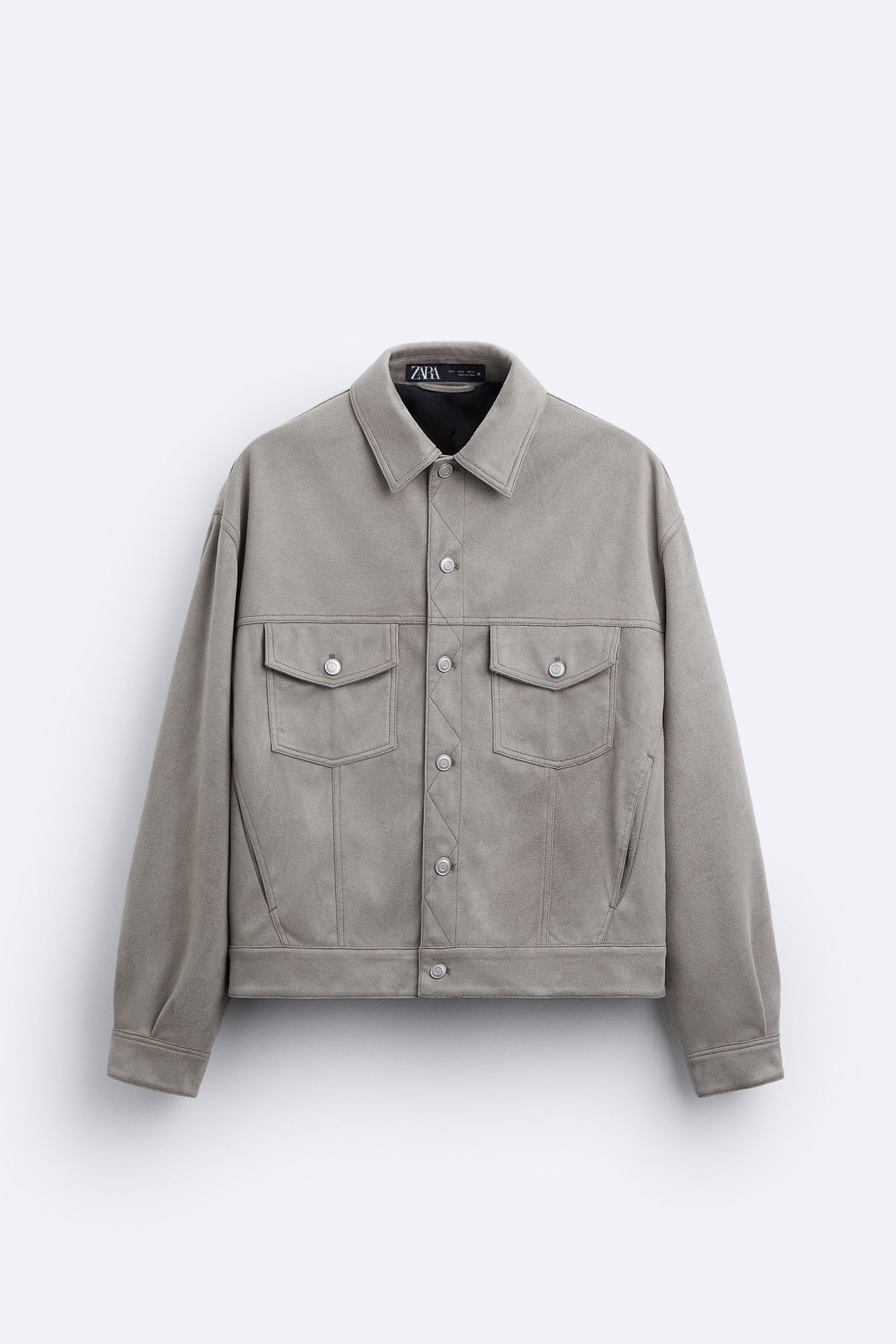 Áo Khoác Chính Hãng - Zara Boxy Fit Faux Suede Trucker Jacket 