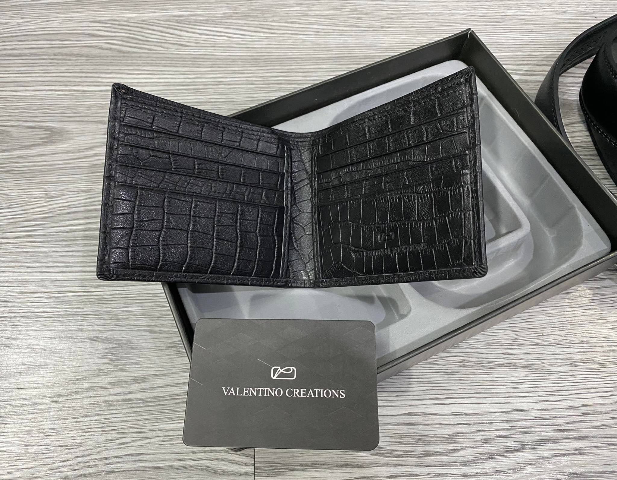 Set Thắt Lưng Ví Valentino Creations Màu Đen Sang Trọng - STV-010
